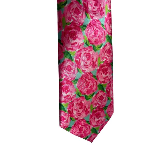 Pink Floral Microfiber Handmade Tie For Men - Picture 2 of 7